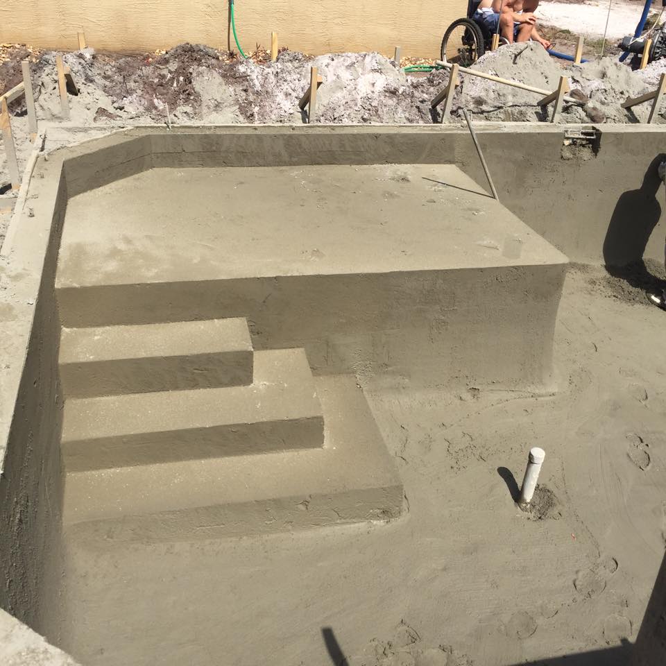 Concrete sun shelf and steps