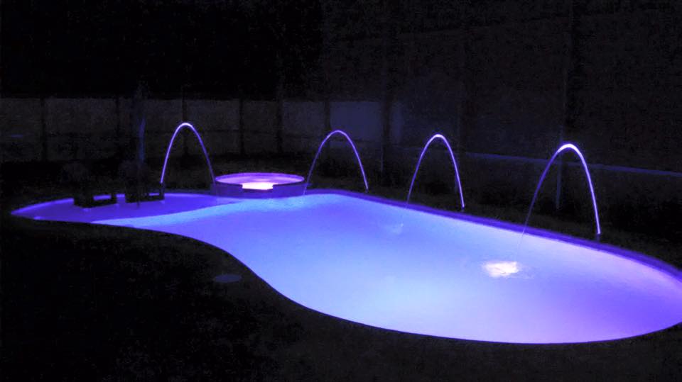 Inground pool with colored LED lights