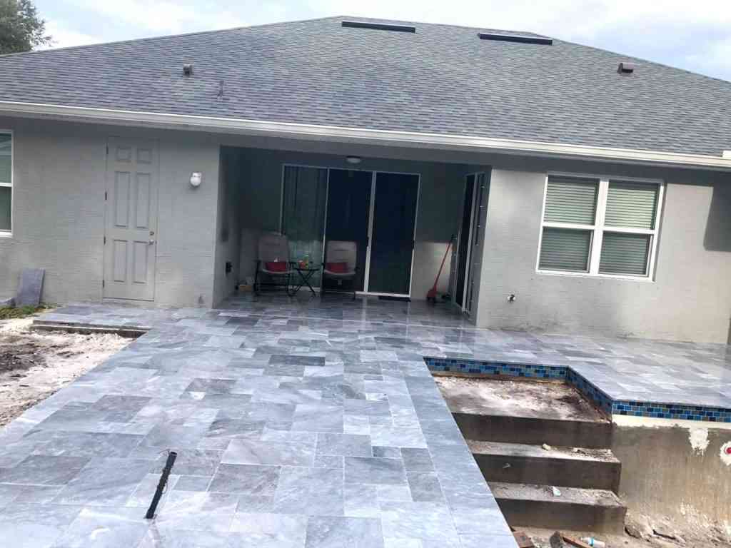 Travertine pavers installed