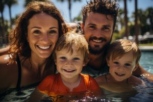 Family enjoying their Palm Coast pool