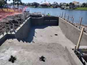 Custom gunite pool and spa combo being built in Palm Coast