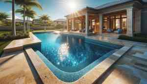 Custom gunite pool in Palm Coast with sparkly interior plaster