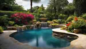 Luxury pool in Palm Coast with beautiful landscaping