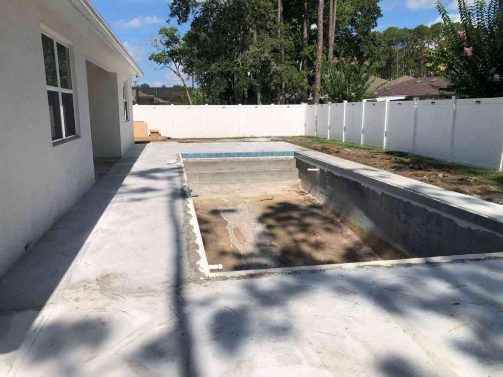 Concrete subdeck prior to travertine pavers